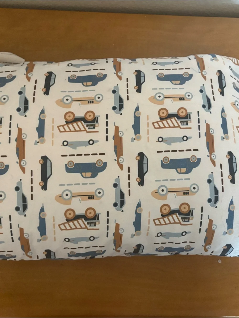 My Little Dreamy Pillow - Blue and Brown Car Print
